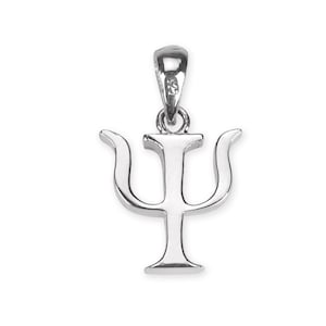 Colgante de plata de ley con el símbolo Psi (letra griega Psi) de psicólogo profesional.
