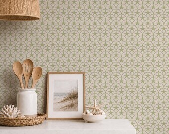 Kelly Green Nautical Starfish Peel and Stick Wallpaper - Block-Print Küsten-Tapete für Adreive Kinderzimmer und Strandhäuser