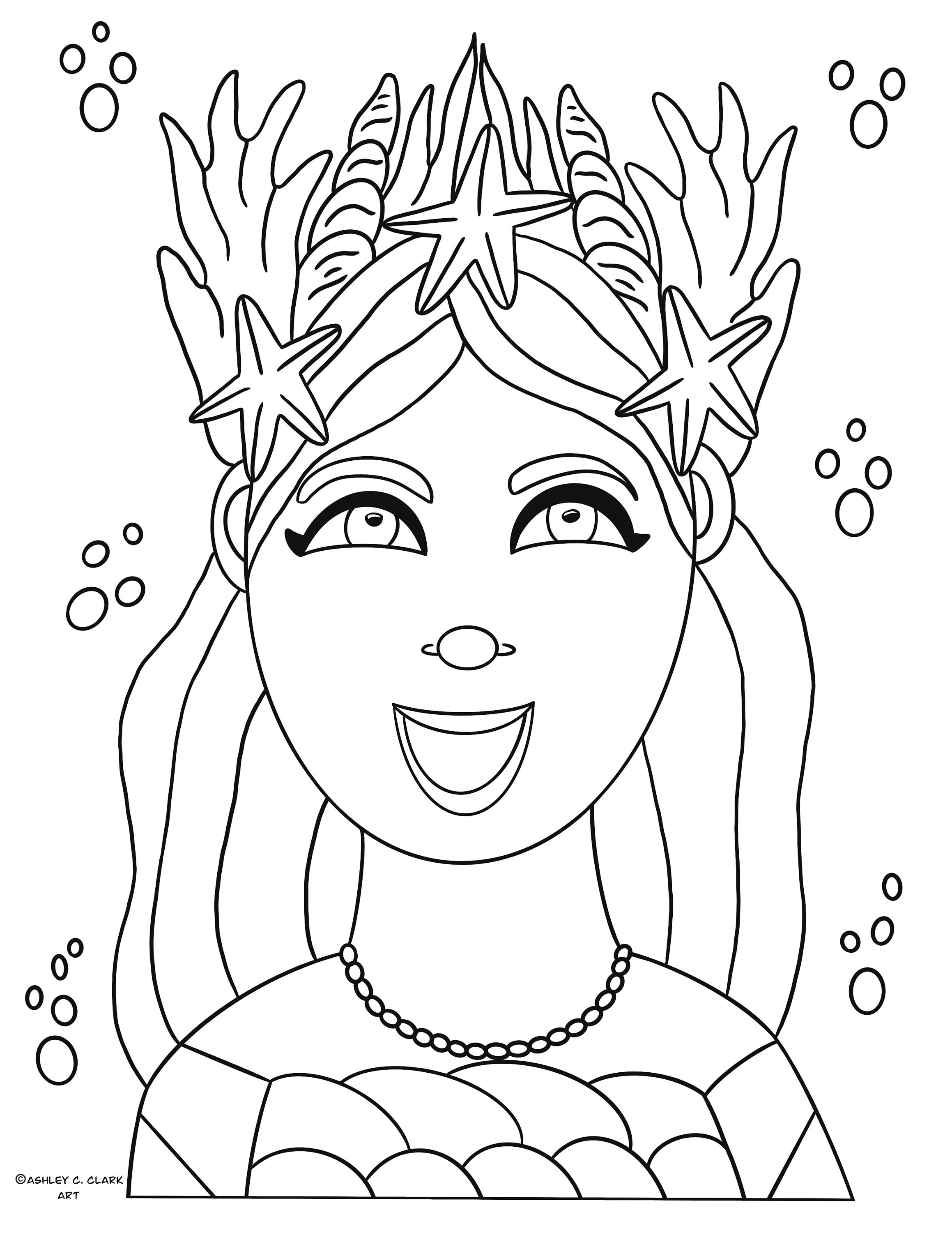 Mermaid Crown Coloring Page Digital Download Printable | Etsy