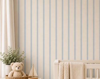 Taubenblaue Tapete für Kinderzimmer, Kinderzimmer, Kinderzimmer, Küstenwanddeko zum Aufkleben