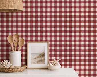 Tapete mit crembeerrotem Vichy-Karo für Ihr Zuhause in Cape Cod & Nantucket