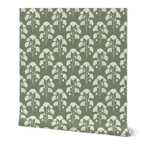 Papel pintado de hojas de ginkgo a pequeña escala – Japandi Sage Green, sutil estampado botánico para habitación infantil (autoadhesivo)