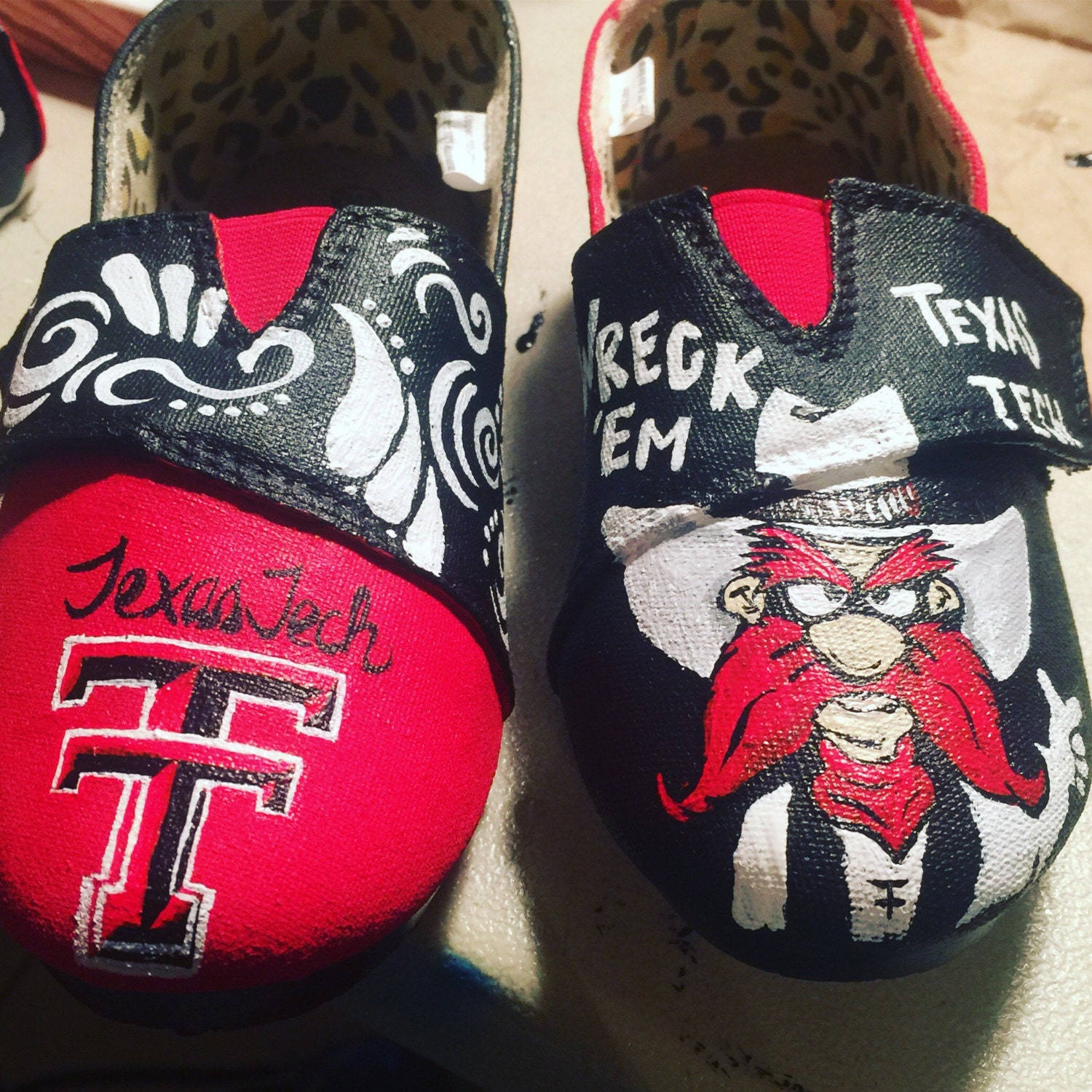Texas tech canvas shoes child etsy