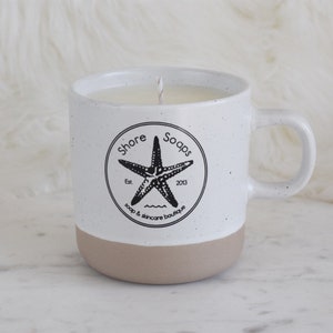 SOY CANDLE MUG // 10oz Soy Essential Oil Candle in a Ceramic Logo Mug // 45 hour Burn Time // Cotton Wick // Clean Burning image 9