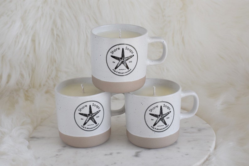SOY CANDLE MUG // 10oz Soy Essential Oil Candle in a Ceramic Logo Mug // 45 hour Burn Time // Cotton Wick // Clean Burning image 6