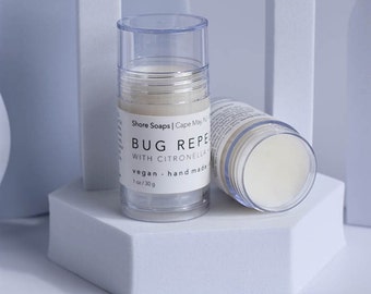 BUG REPEL STICK // Chemical-Free // Made with Essential Oils // Coconut Oil Shea Butter // Push Up Tube  / Travel Size Citronella Lemongrass