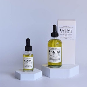 FACIAL SERUM // For Dry Skin // Made with Essential Oils // Avocado Olive Oil // Moisturizer Toner // Spirulina // Travel Full Size image 1