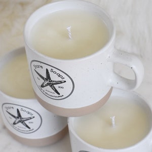 SOY CANDLE MUG // 10oz Soy Essential Oil Candle in a Ceramic Logo Mug // 45 hour Burn Time // Cotton Wick // Clean Burning image 7