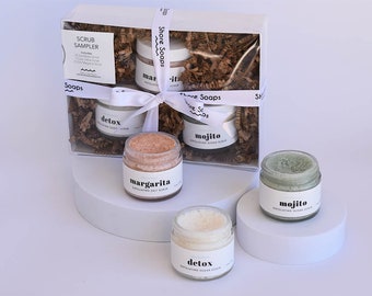 SCRUB SAMPLER KIT // Essential Oils // Exfoliating // Vitamin E Oil // Natural Skincare // Self Care // Mojito Margarita Detox