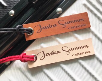 Personalized Genuine Leather Luggage Tag: Engraved Travel Gift