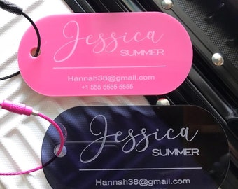 Personalized Acrylic Luggage Tag: Engraved Travel Bag Tag
