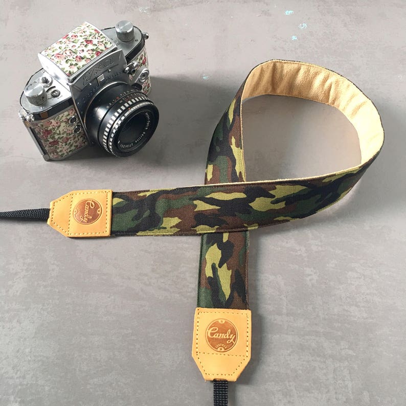 DSLR Camera Strap Browncreamgreen and Gray Camo Military Etsy