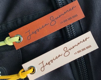 Rectangle Genuine Leather Luggage Tag  |  Luggage Tags | Luggage Tag Personalized | Engraved Luggage Tag | Travel Gift #LTC026