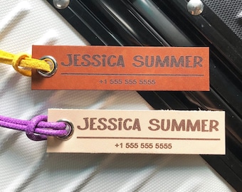 Personalized Genuine Leather Luggage Tag: Engraved Travel Gift