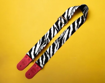 Zebra  Guitar Strap, Genuine leather Guitar Strap