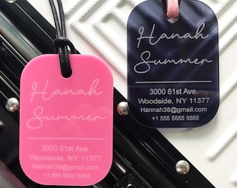 Personalized Acrylic Luggage Tag: Engraved Travel Bag Tag