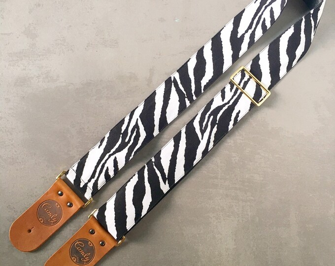 Zebra Guitar Strap Genuine Leather Guitar Strap Etsy