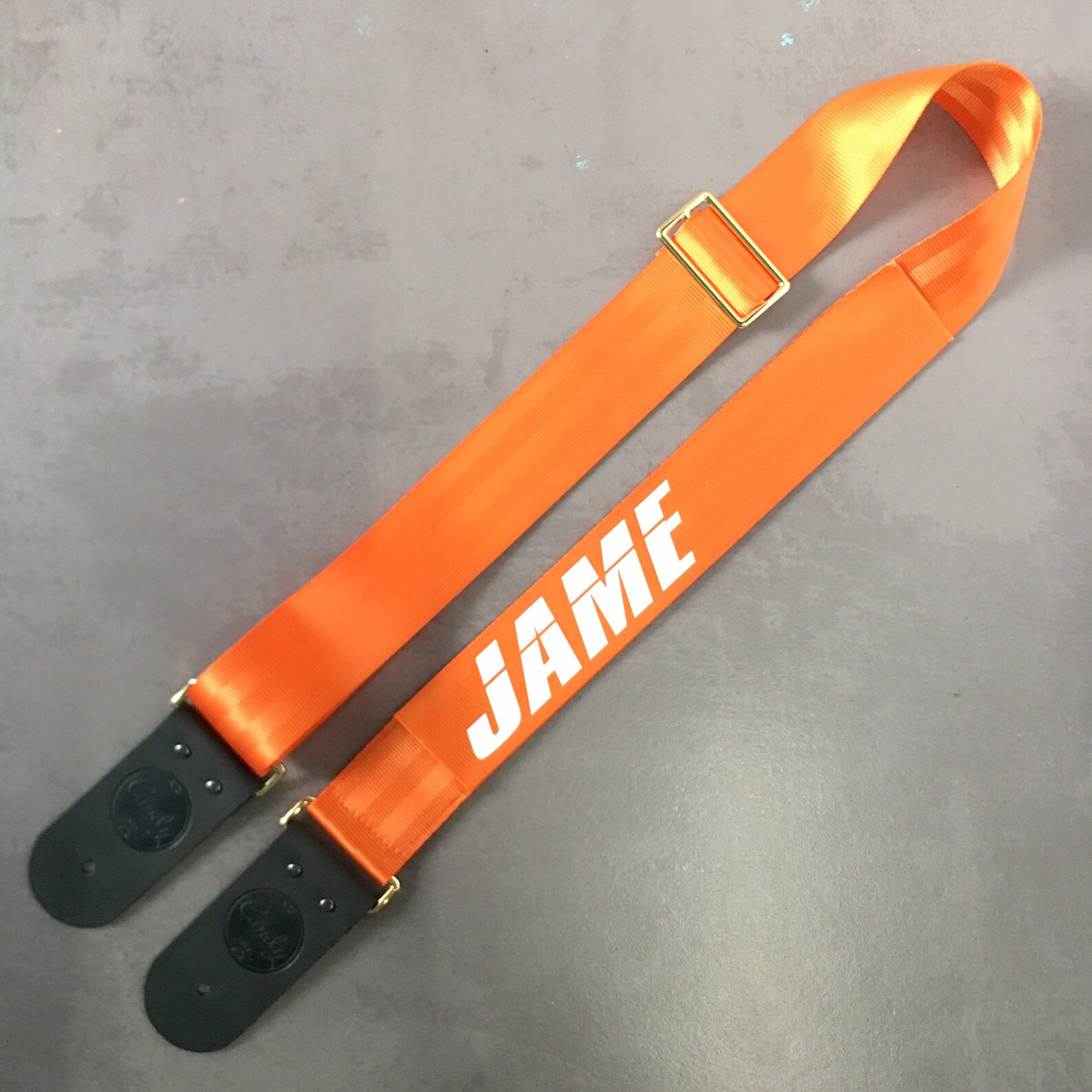 Personalized Orange Guitar Strap Genuine Leather Guitar Strap Etsy