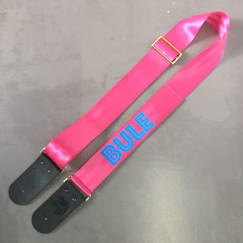 Personalized Pink Guitar Strap Genuine Leather Guitar Strap Etsy