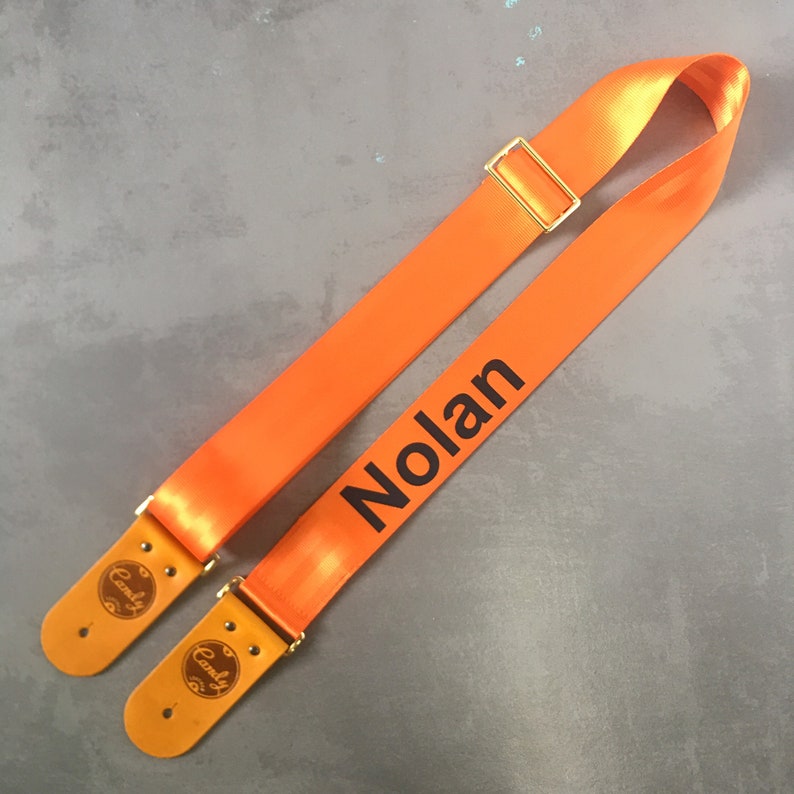 Personalized Orange Guitar Strap Genuine Leather Guitar Strap Etsy