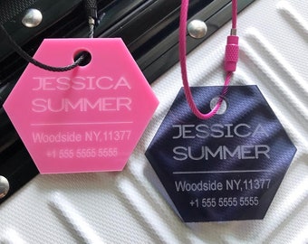 Personalized Engraved Acrylic Luggage Tag: Travel Bag Tag
