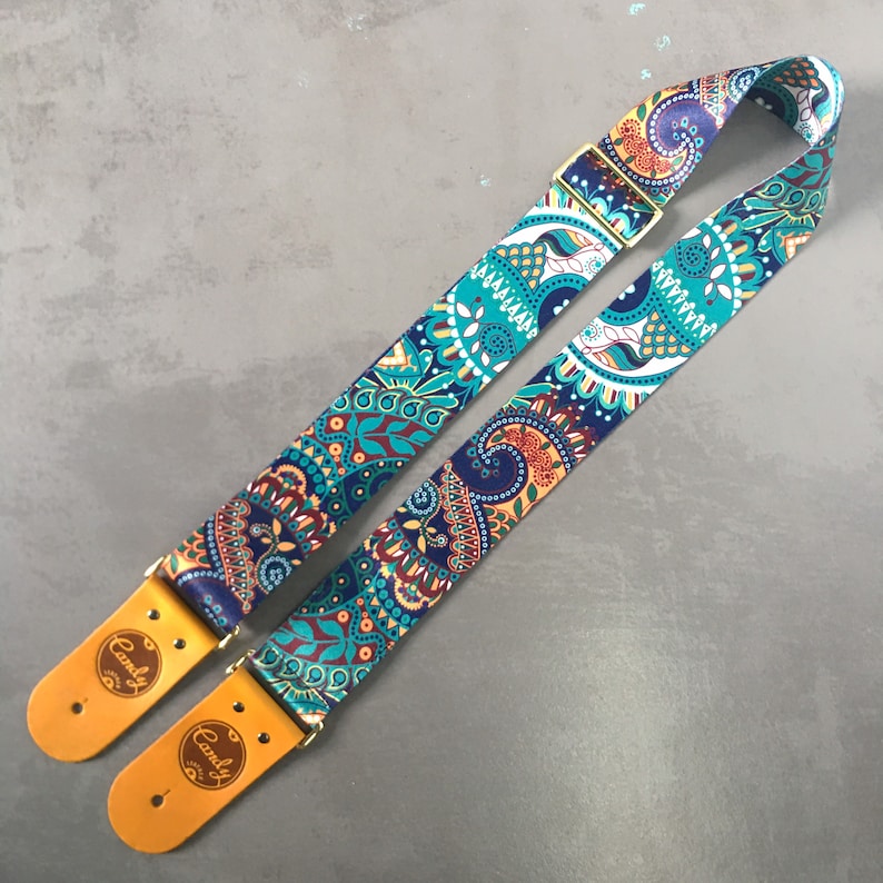 Mixed Green Guitar Strap Genuine Leather Guitar Strap . Etsy