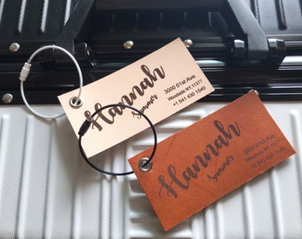 Rectangle Genuine Leather Luggage Tag  |  Luggage Tags | Luggage Tag Personalized | Engraved Luggage Tag | Travel Gift #LTC012