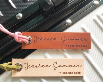 Rectangle Genuine Leather Luggage Tag  |  Luggage Tags | Luggage Tag Personalized | Engraved Luggage Tag | Travel Gift #LTC029