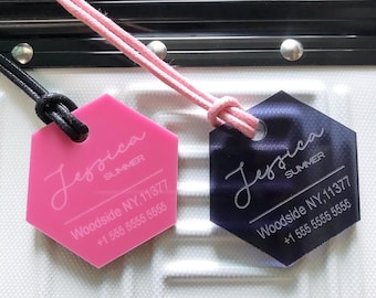 Personalized Acrylic Luggage Tag: Engraved Travel Bag Tag