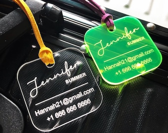 Personalized Acrylic Square Luggage Tag: Engraved Travel Gift