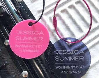 Circle Acrylic Engraved Luggage Tag: Personalized Travel Bag Tag