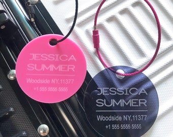 Circle Acrylic Luggage Tag  |  Luggage Tags | Luggage Tag Personalized | Engraved Luggage Tag | Travel | Bag Tag | Purse Tag. LTC018