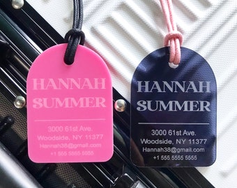 Personalized Acrylic Luggage Tag: Engraved Travel Bag Tag