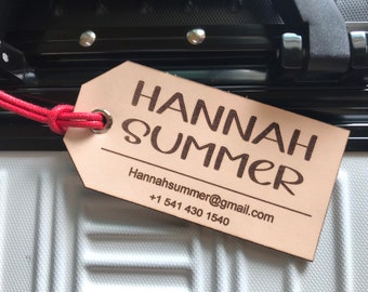 Personalized Leather Luggage Tag: Engraved Travel Gift