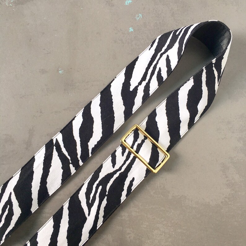 Zebra Guitar Strap Genuine leather Guitar Strap Etsy