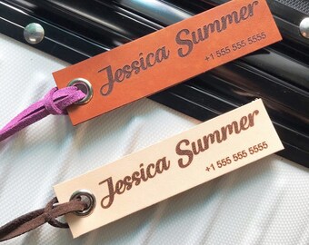 Engraved Genuine Leather Luggage Tag: Personalized Travel Gift