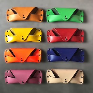 Estuche de cuero de anteojos, estuche de gafas de sol de cuero, estuche de gafas de sol de cuero de caramelo