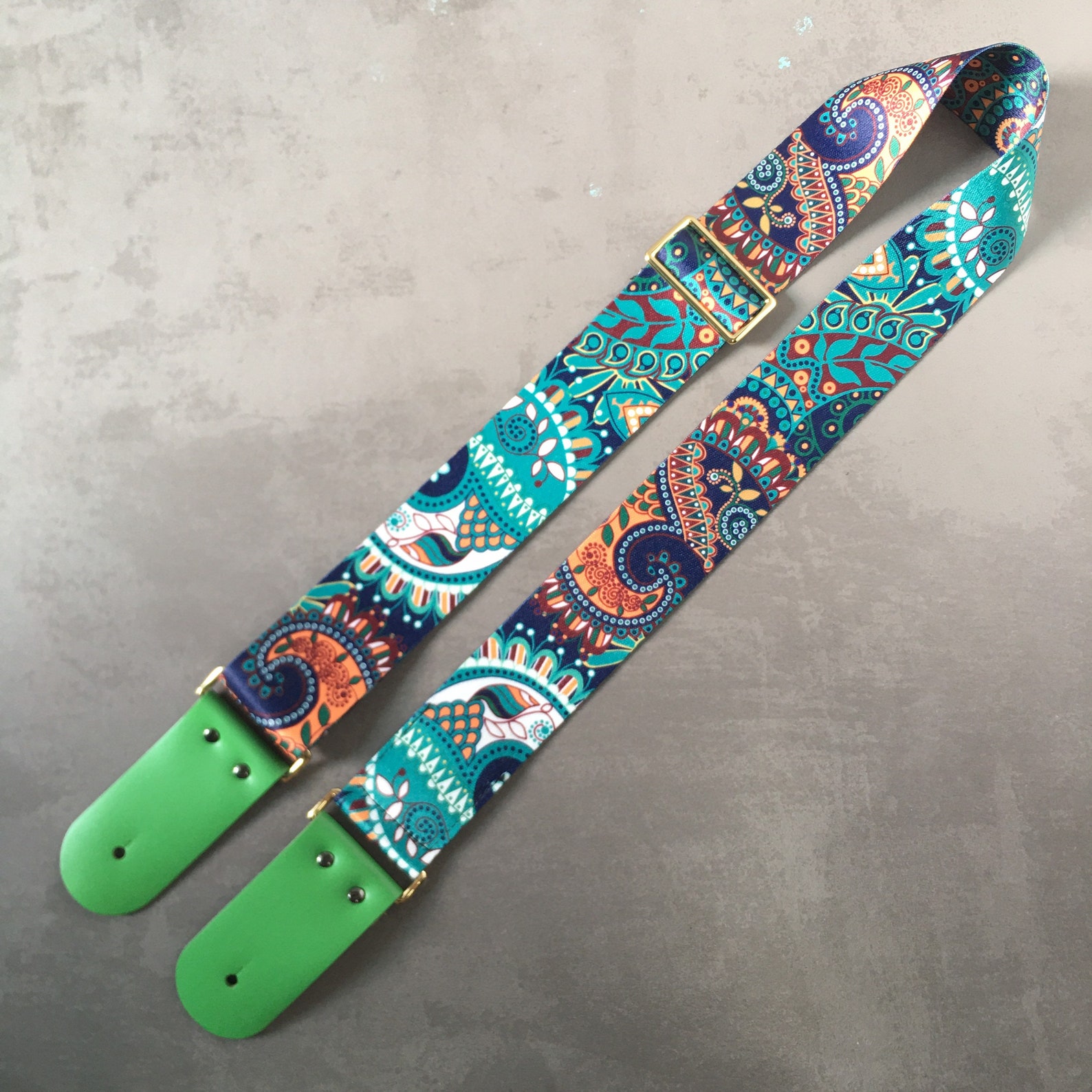 Mixed Green Guitar Strap Genuine Leather Guitar Strap . Etsy