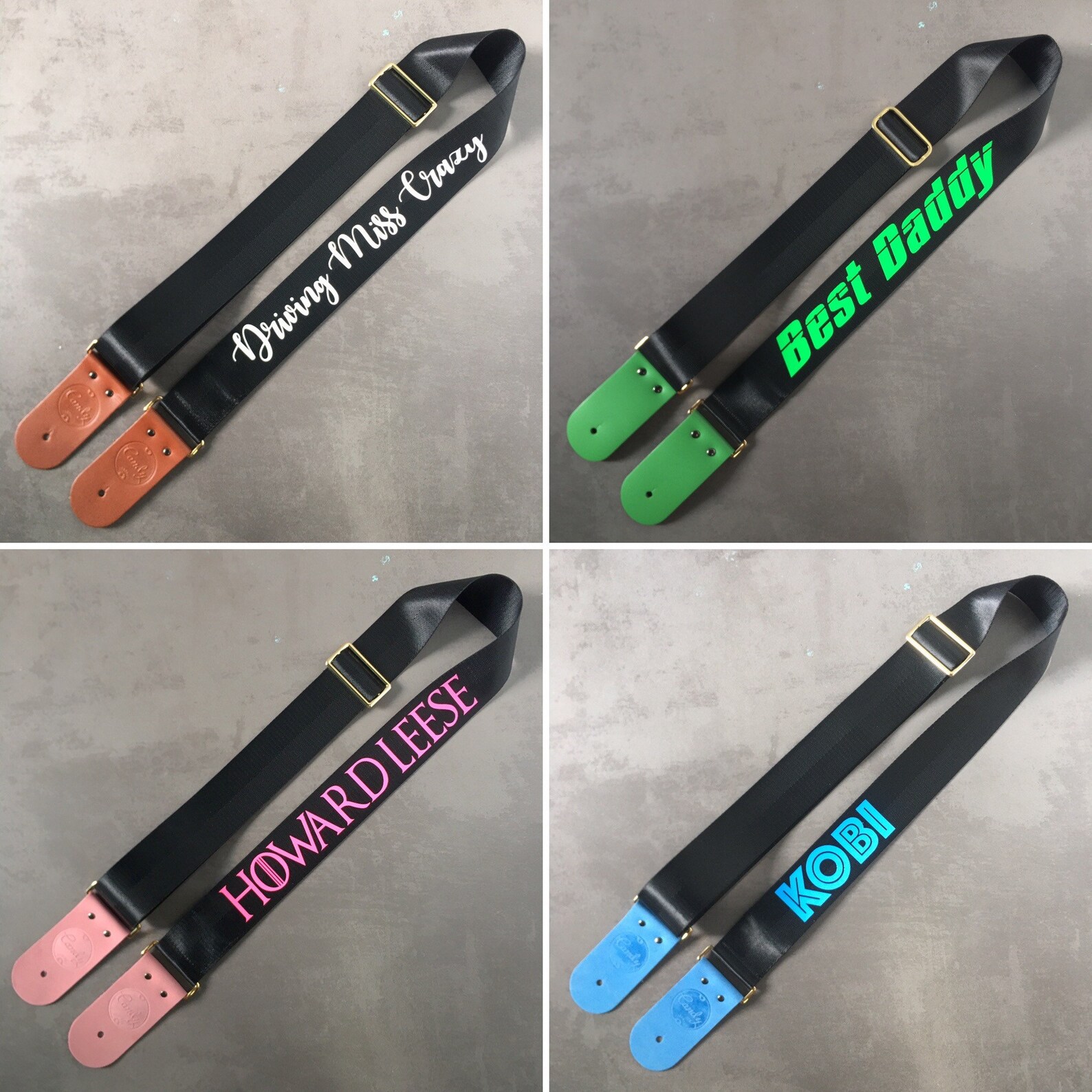 Personalized Guitar Strap Black Seat Belt Guitar Strap With Etsy