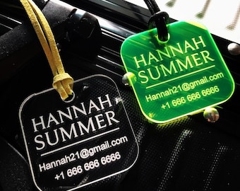 Personalized Acrylic Square Luggage Tag: Engraved Travel Gift