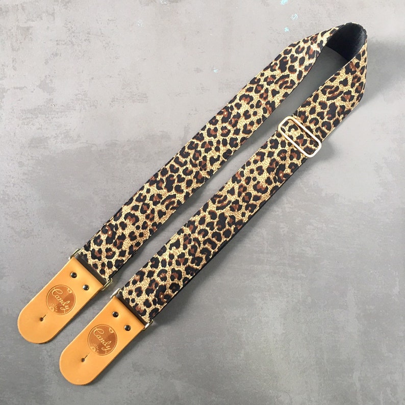 Cheetah Guitar Strap Genuine Leather Guitar Strap Etsy
