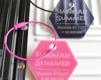 Acrylic Luggage Tag  |  Luggage Tags | Luggage Tag Personalized | Engraved Luggage Tag | Travel | Bag Tag | Purse Tag. LTC025