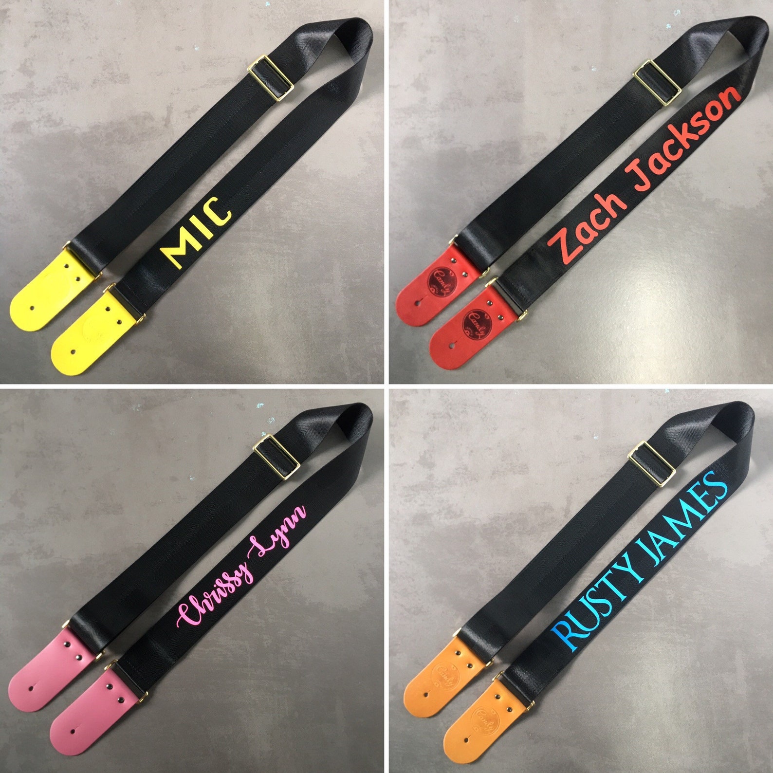 Personalized Guitar Strap Black Seat Belt Guitar Strap With Etsy