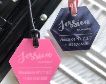 Personalized Acrylic Luggage Tag: Engraved Travel Bag Tag