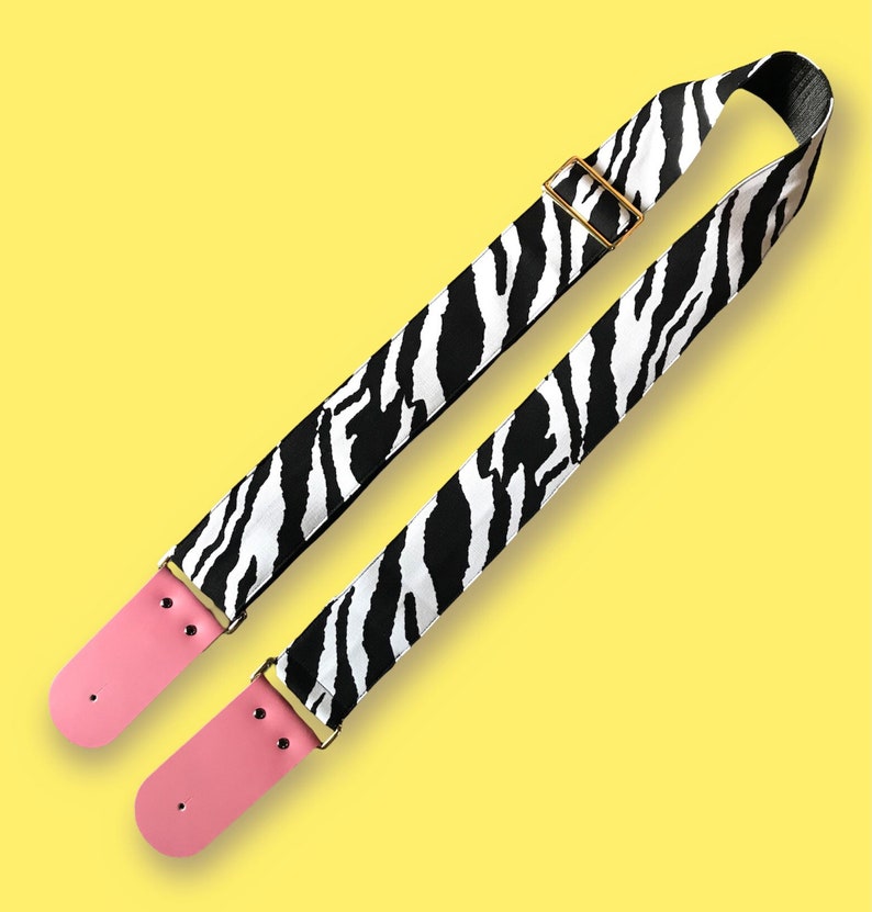Zebra Guitar Strap Genuine Leather Guitar Strap Etsy