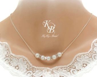 Pearl Bridal Necklace Pearl Necklace Simple Pearl Necklace Pearl and Crystal Necklace Swarovski Pearl Necklace Bridal Jewelry Weddings