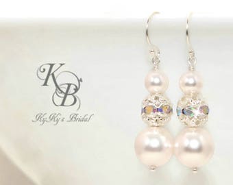 Bridal Earrings Pearl Bridal Earrings Pearl and Rhinestone Earrings Wedding Jewelry Bridesmaid Earrings FREE Gift Box Pearl and Crystal