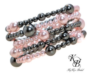 Pearl Cuff Bracelet, Multi Strand Bracelet, Bridal Bracelet, Pearl Bridal Jewelry, Bridesmaid Jewelry, Bridesmaid Bracelet, Prom Jewelry