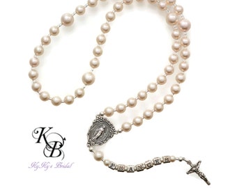 Personalized Rosary, Pearl Rosary, Baby Rosary, Kids Rosary, Baptism Rosary, First Communion Gift, Baptism Gifts, Keepsake Gifts, Baby Gifts