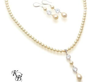 Necklace and Earring SET Bride, Elegant Bridal Jewelry SET, Bridal Earring and Necklace Set, Wedding Jewelry SET, Pearl and Cubic Zirconia